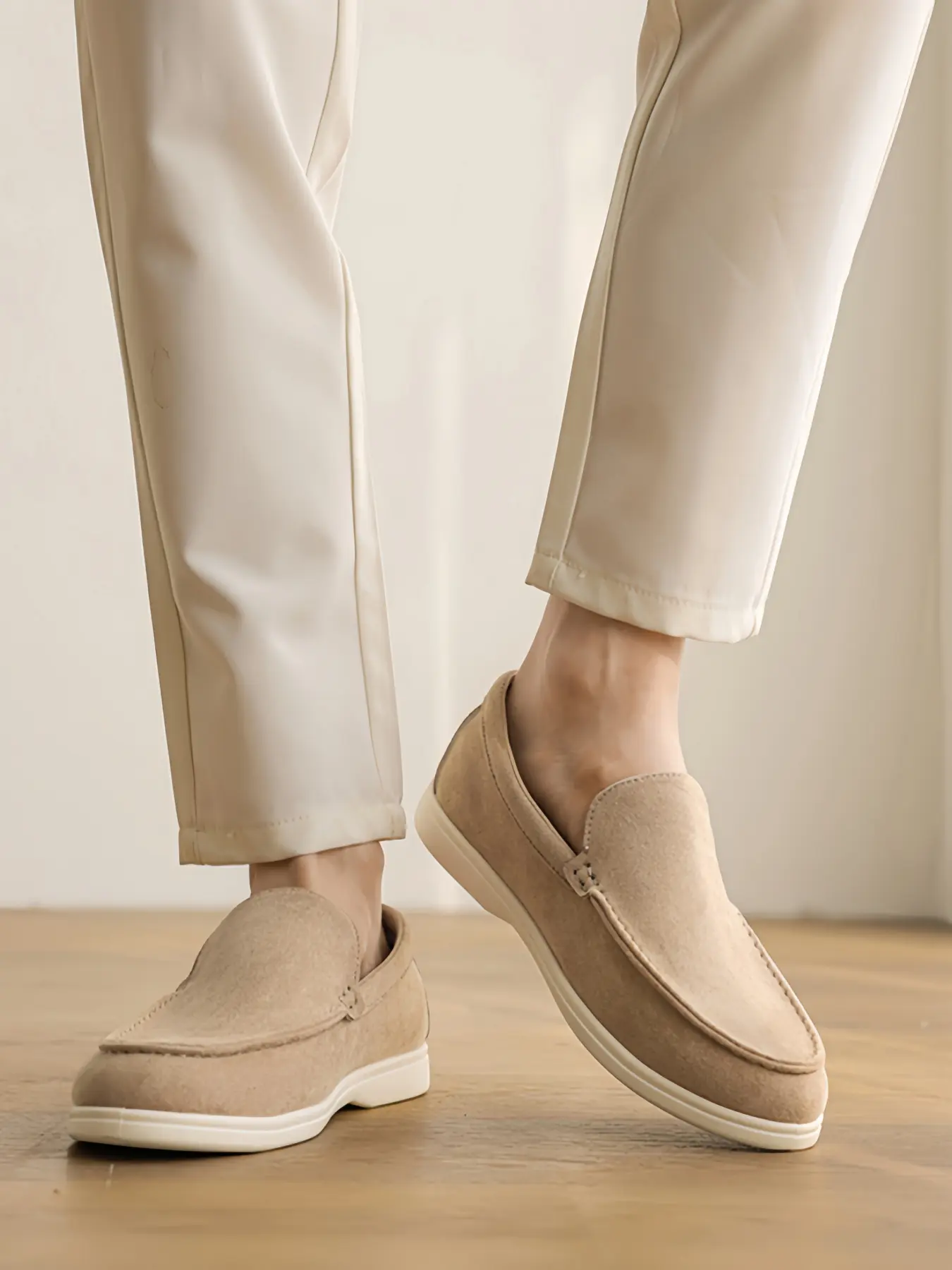 Men's Suede Slip-on Versatile Walking Shoes, Anti-slip Wear-resistant Outsole & Soft Elastic Insole, Lazy Style Shoes for Commute & Casual Wear