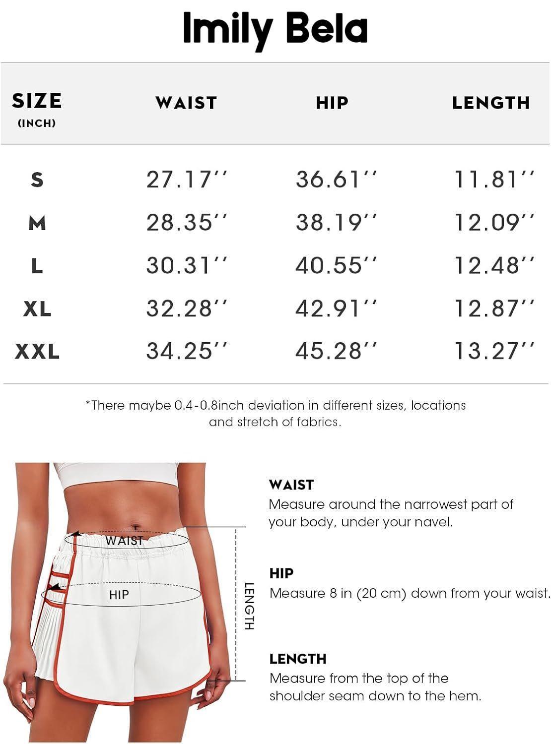 Imily Bela Womens Workout Gym Shorts Running Pleated Contrast Stitch Elastic Waist Athletic Quick Dry Shorts