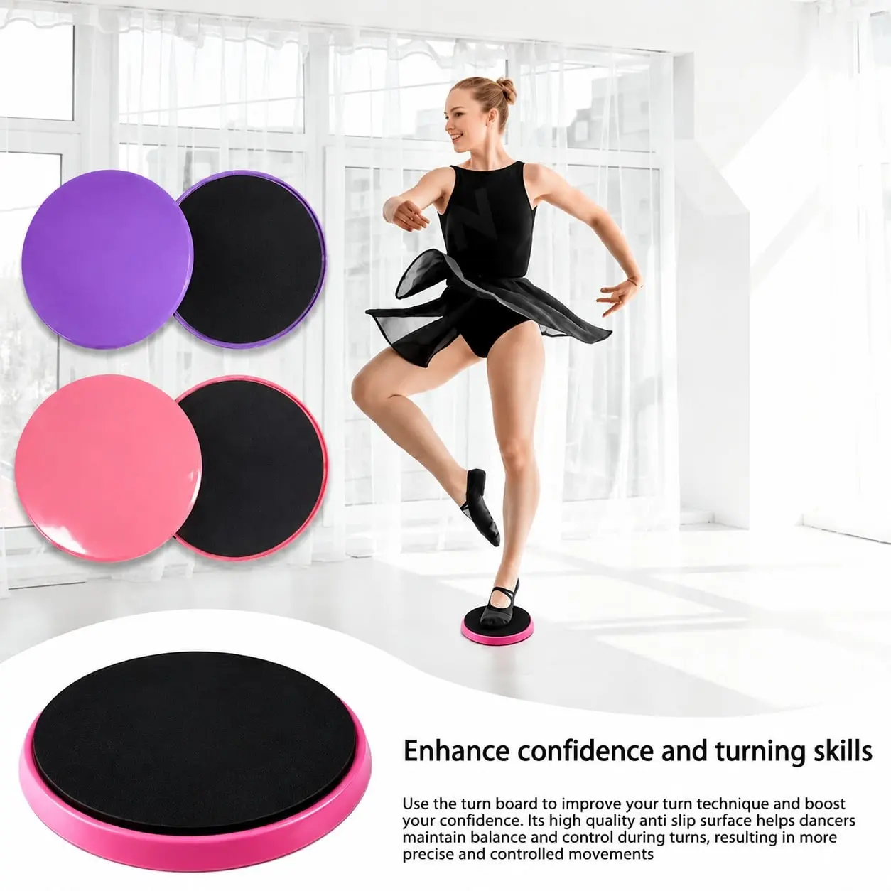 Ballet Rotation Board, Turning Board, Non-Slip Surface, Ideal for Cheerleaders, Dancers, Gymnasts, Yoga Fitness, Enhance Your Workout Experience