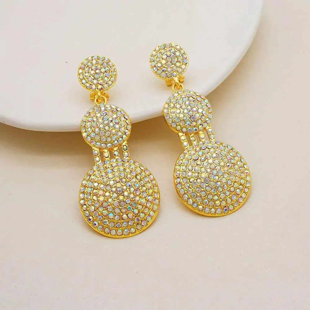 Luxury Fashion AU999 24K Gold Diamond-Inset Wedding Women's Earrings! European-American Design, Wedding Dress Flattering