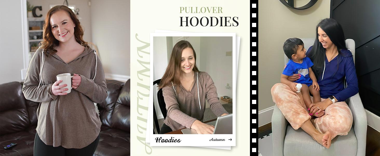 Bofell Womens Fashion Tops Hoodies for Women Pullover Oversized Sweatshirts Long SLeeve Shirts Loose Fit