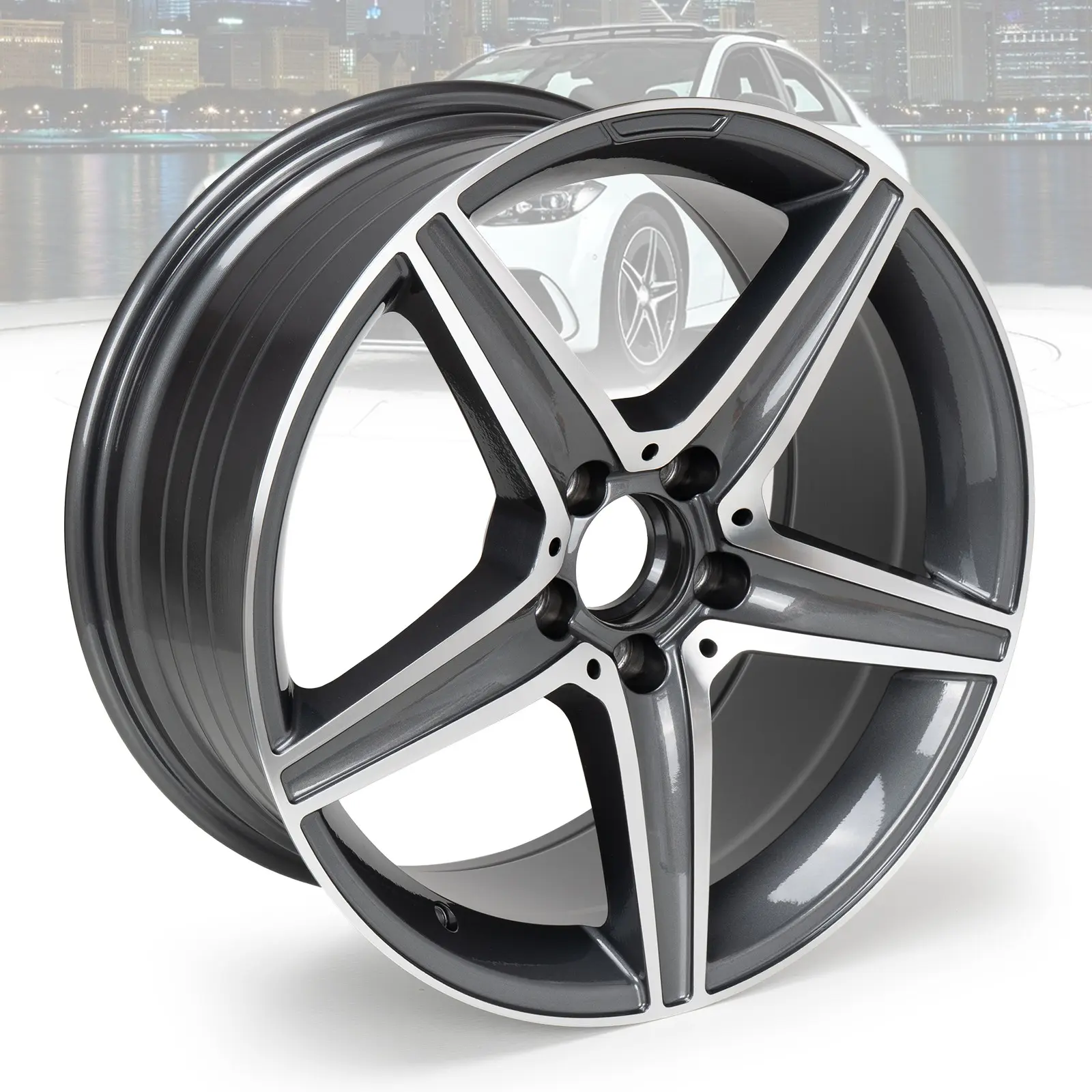 18" Machined Grey Alloy Replacement Wheel Rim for Mercedes-Benz E-Class 2014-2017