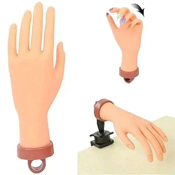 diy nail art training practice hand 1 count silicone fake hand to nail practice hand model manicure & pedicure tool for home & salon