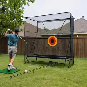 Durable Golf Practice Net 110x95Ft – Indoor/Outdoor Hitting Net with Impact Objective, Ball Return Track & Ball Blanket – Ideal for Swing Training, Chipping, Garage or Backyard