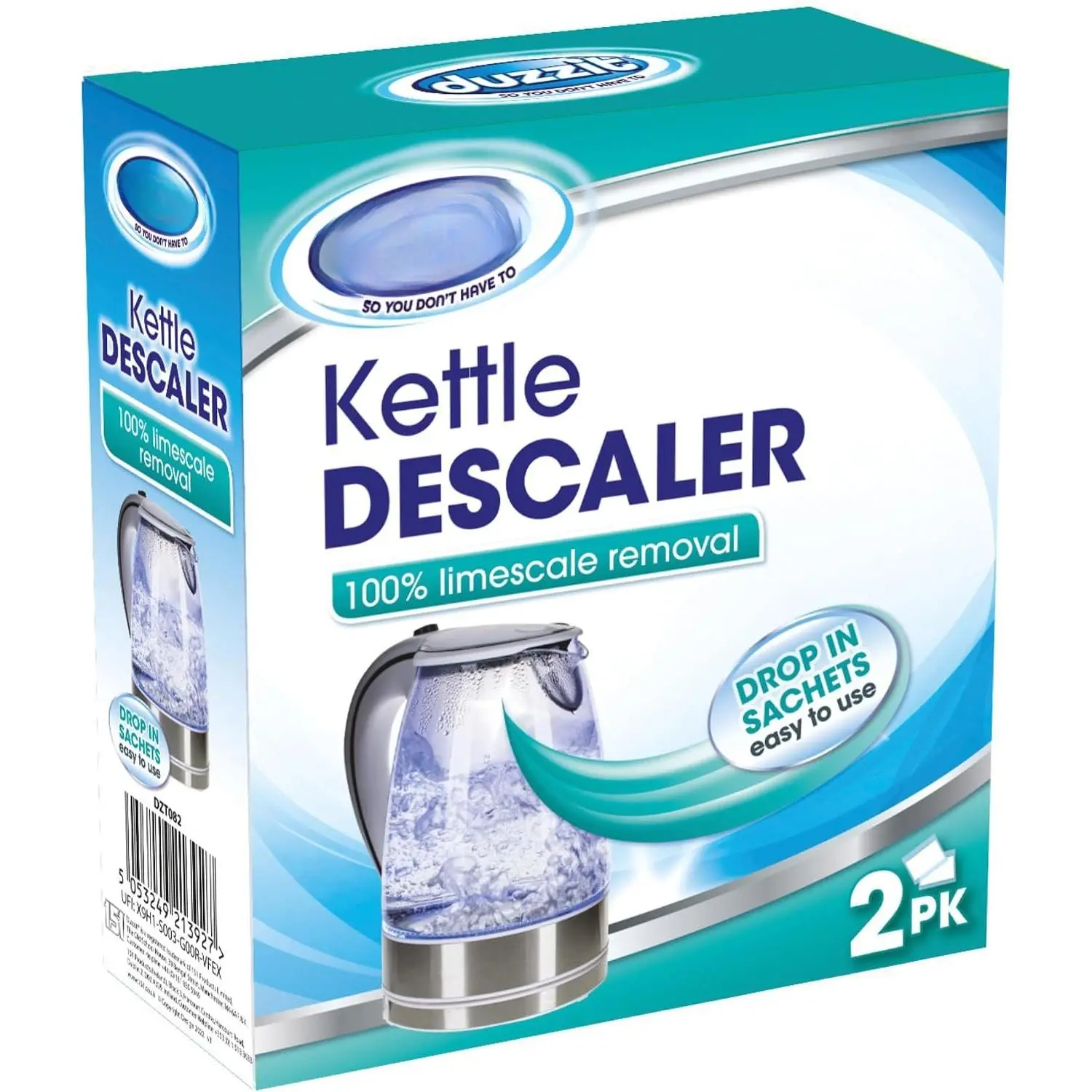Kettle Descaler Limescale Remover Easy To Use Drop In Sachet, Blue, (Pack Of 2)
