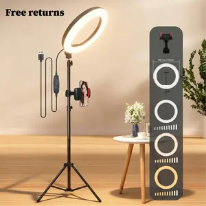 12-Inch Selfie LED Ring Light with Telescopic 160cm Tripod and Phone Holder, Adjustable Brightness Lighting for Vlogs, TikTok, YouTube, Makeup Streaming, Photography, Video Recording, Podcasting, and Home Studio Setup, Gift for Father's Day#Summer Wins