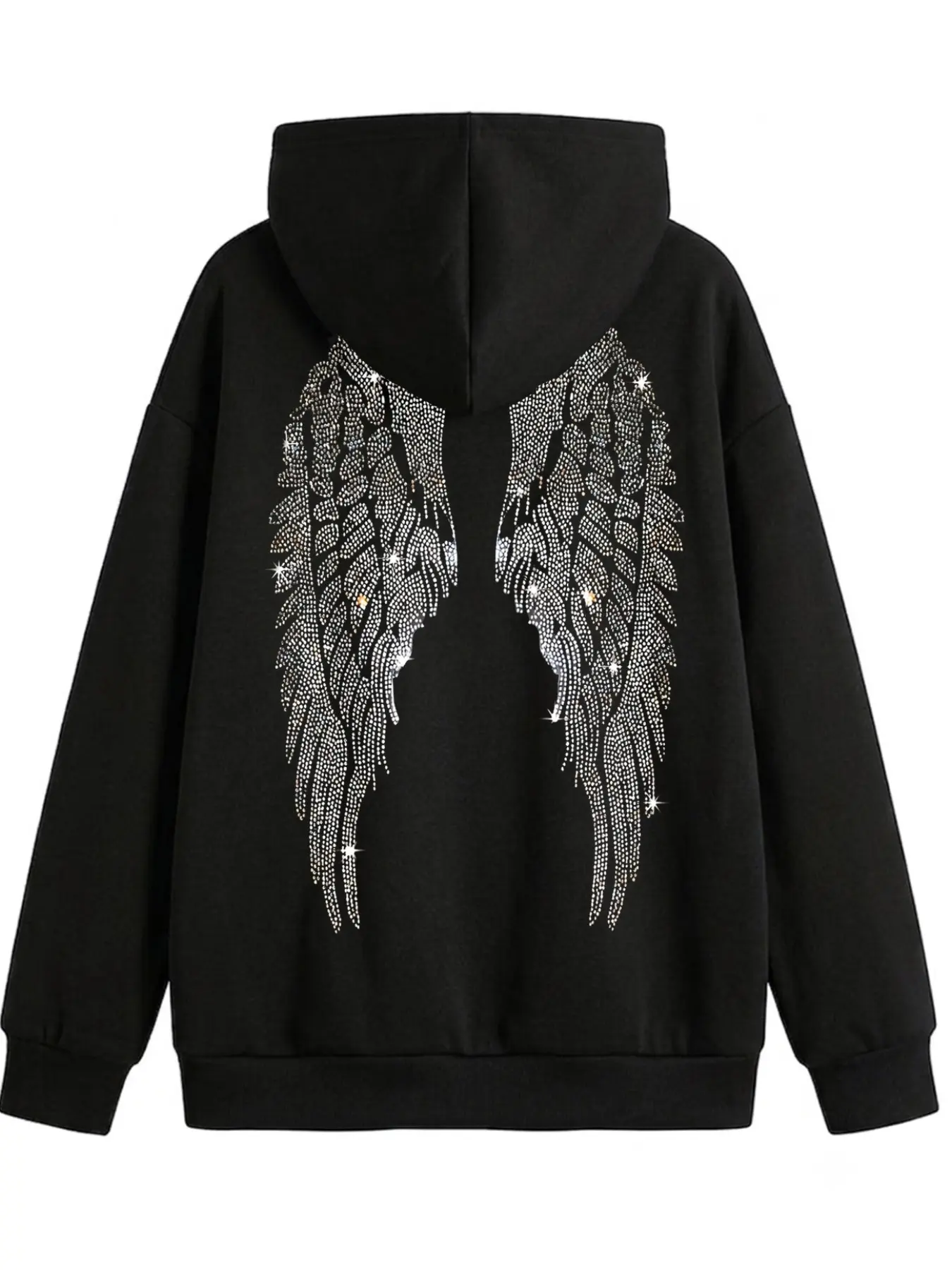 Women's Hooded Sweatshirt Long Sleeve Wings Print, Fashion Streetwear Casual Fitted Top, Fall Winter Retro Youth Holiday Simple Campus Style