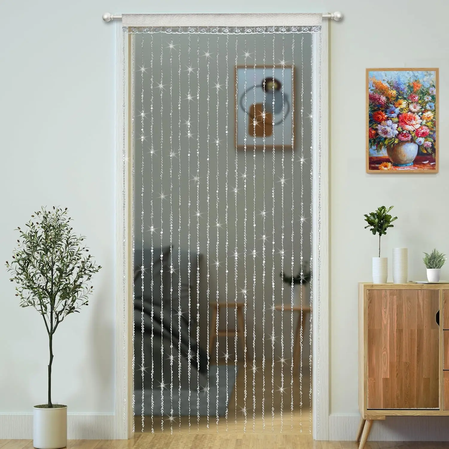 Beaded Curtain Door Curtains Room Divider    Beads for Doorway Hippie Closet Bedroom Wall Window Backdrop Decor (35.5x79in/90x200cm, )