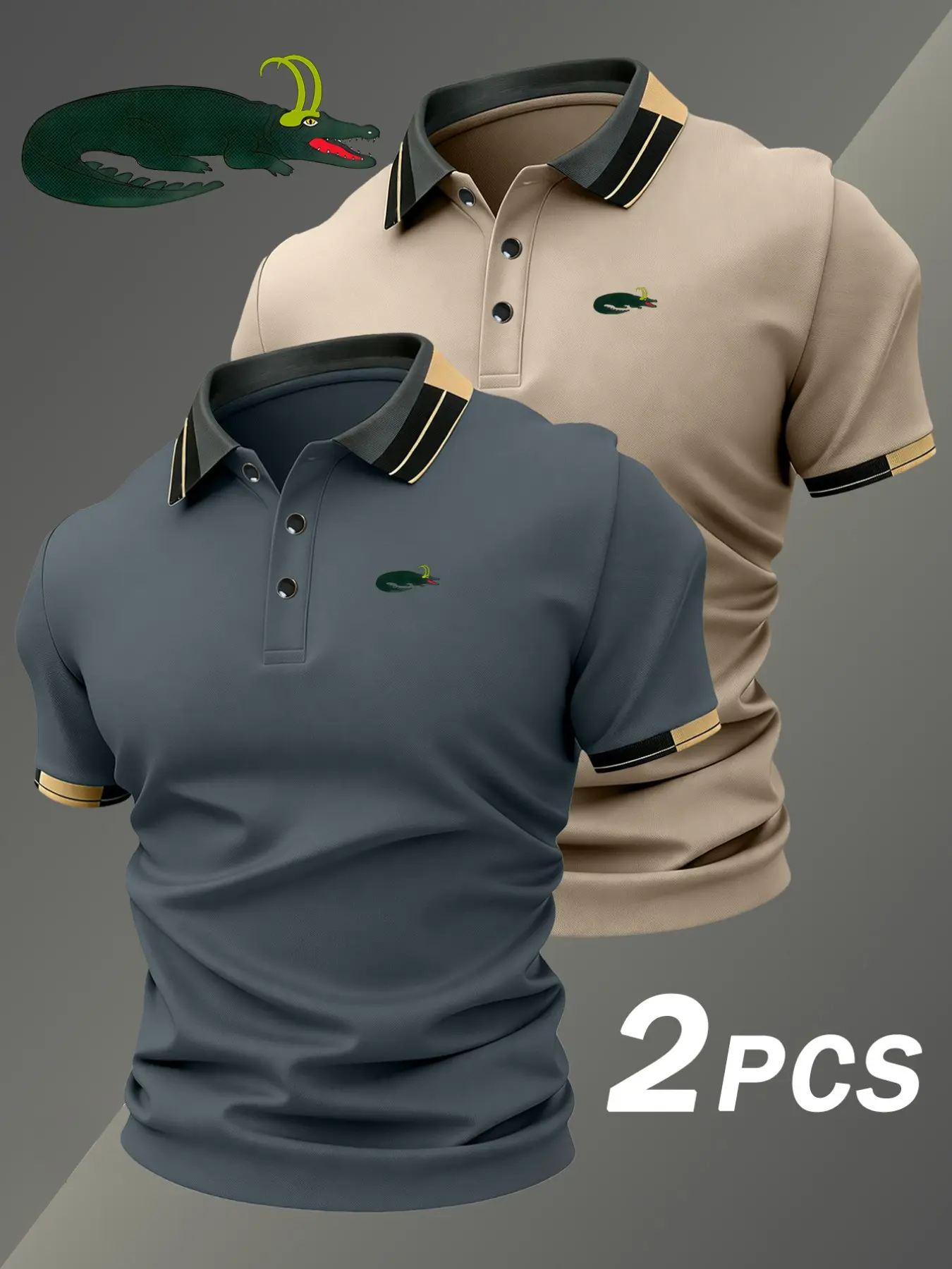 Men's Crocodile Pattern Print Button Down Shirt, Elastic Casual Breathable Four Seasons Comfortable Durable High End Collared Polo Shirts Top