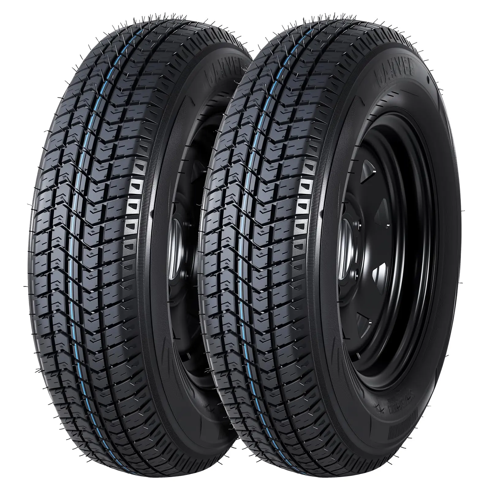 2-PCS Trailer Tire On Rim ST175/80D13 Trailer Tires and Wheels 5 Lug on 4.5 in PCD Trailer Tires with 13 in Rims Load Range C 6PR Black | ST175/80D13 Trailer Tires and Wheels 5 Lug on 4.5 in PCD Trailer Tires with 13 in Rims Load Range C 6PR Black