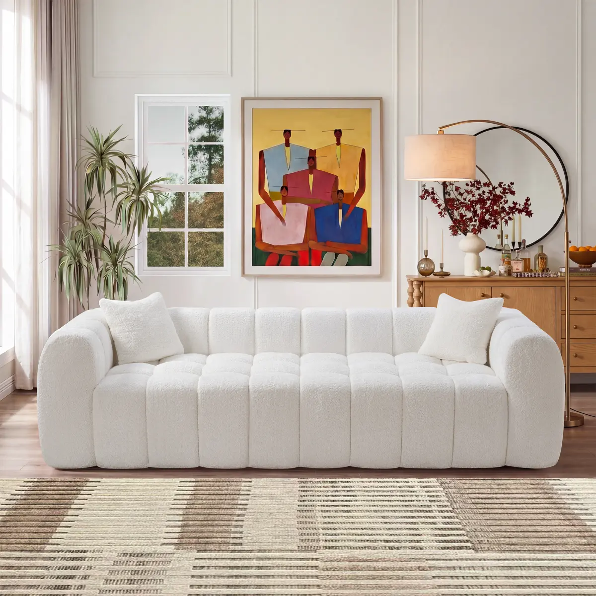 [Bellemave] Cloud Compressed Sofa, 102.7" Oversized with Two Cushions, Modern Soft Boucle Sofa for Living Room, Apartment