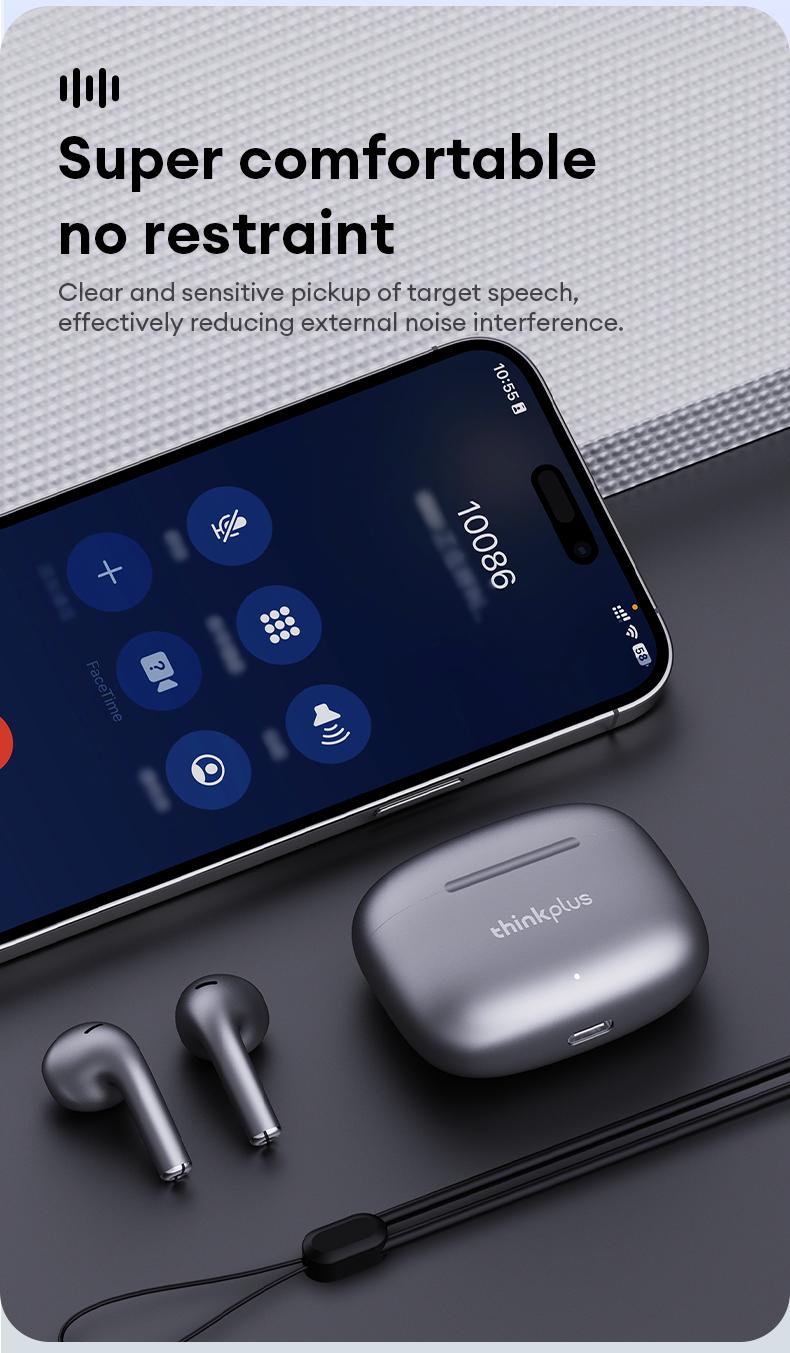 thinkplus LP30 PRO Bluetooth earbuds semi-in-ear true wireless earbuds Bluetooth 5.4 long battery life suitable for running music calls noise cancellation for lenovo lp40pro