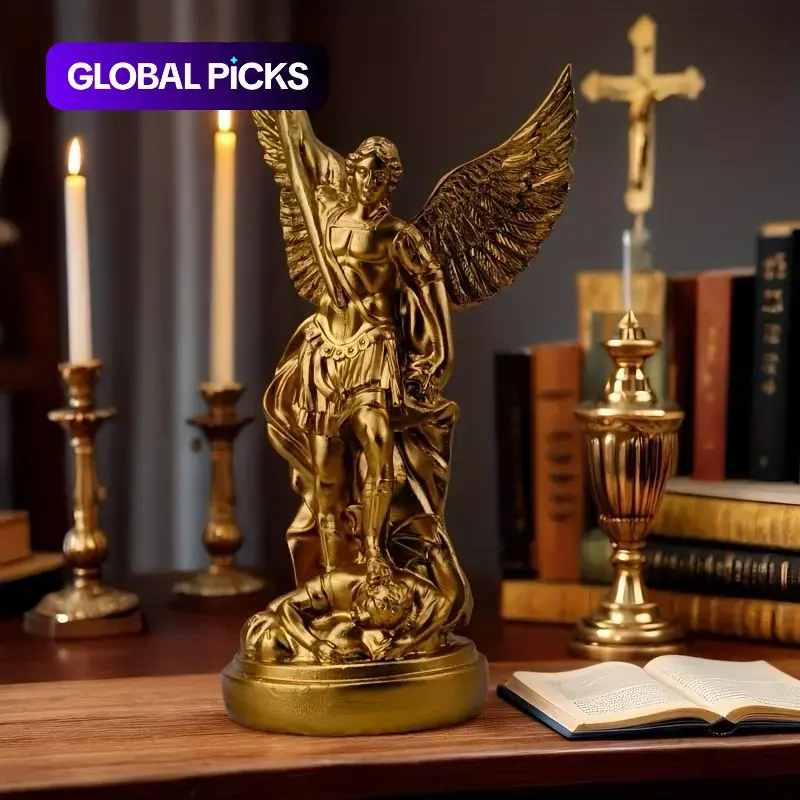 Saint Michael Angel Home Decor Figurine, 8.5-Inch Decorative Ornament for Living Room and Study, Spiritual Decor, Home Accent with Unique Craftsmanship, Thoughtful Gift, Religious Decoration
