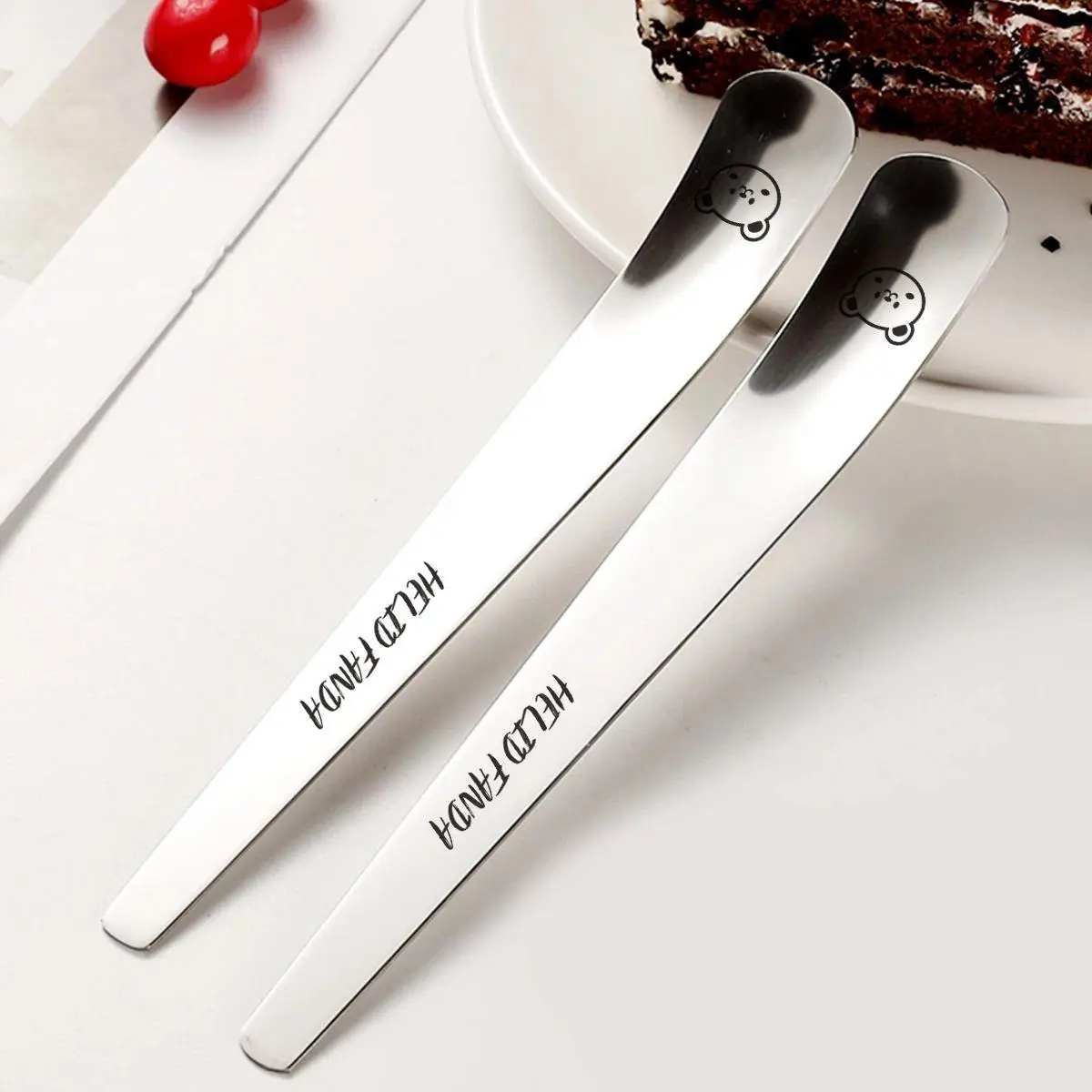 1/2/4PCS Flat Head Coffee Spoon 304 Stainless Steel Stirring Spoon Reusable Dessert Ice Cream Spoon Teaspoon Kitchen Tableware