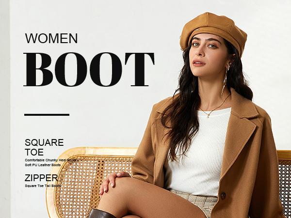 Women's Knee High Boots Fashion Chunky Heel Square Toe Tall Boots Side Zipper Long Boots Women's Knee High Boots Fashion Chunky Heel Square Toe Tall Boots Side Zipper Long Boots