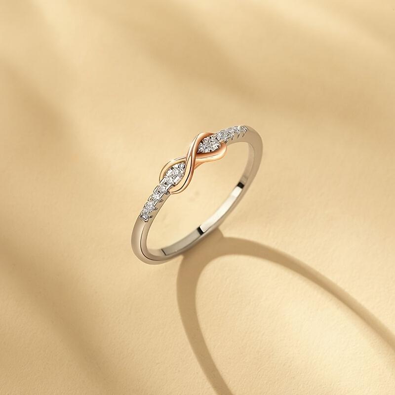 S925 Sterling Silver Wedding Ring Dainty Fresh Lucky 8 Loop Colorful Split Delicate Jewelry Gift for Women