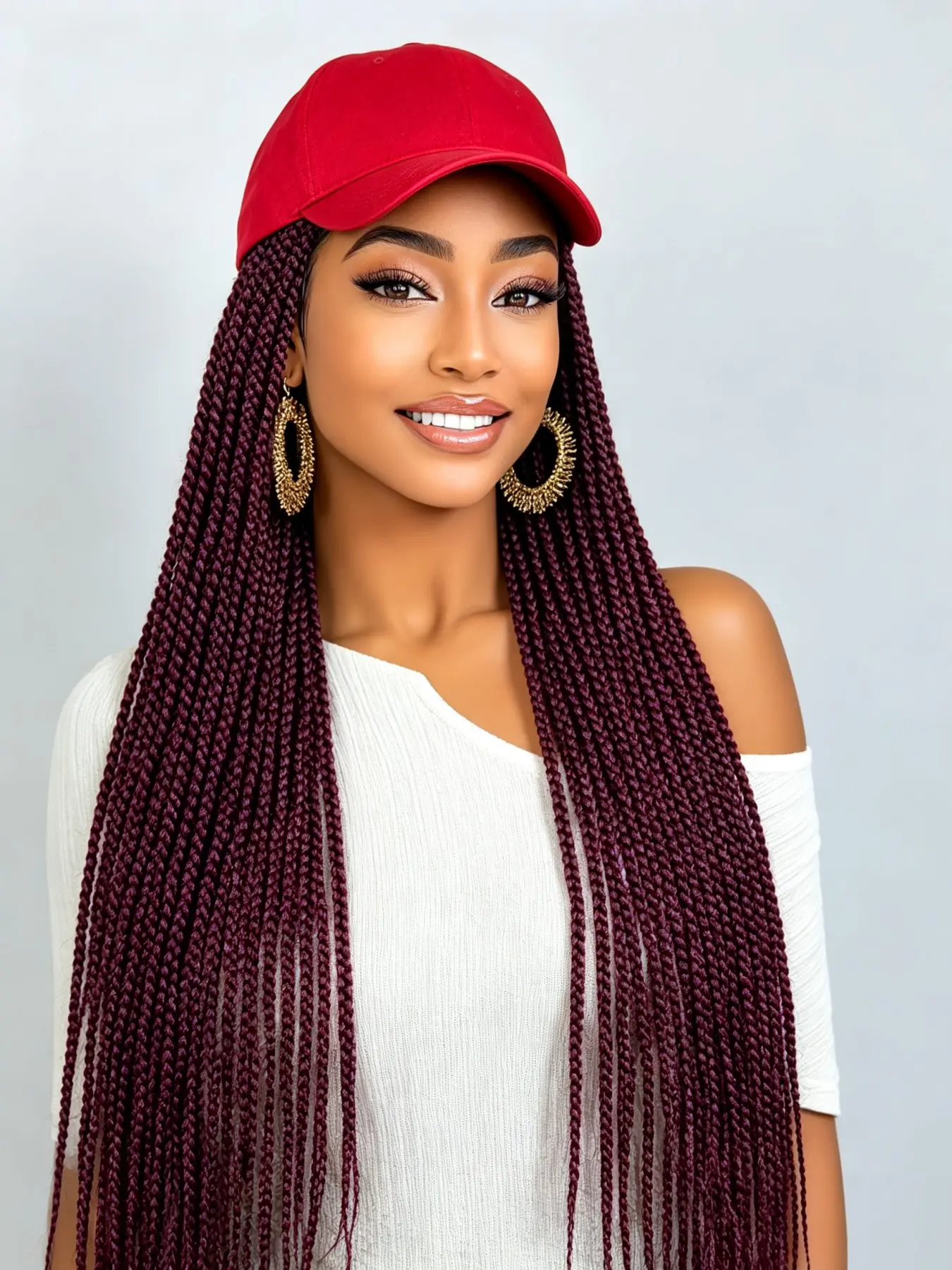 40 Inch Twist Braid Hat Wig, Lightweight Adjustable Baseball Cap with Long Braids, Stylish Hair Accessory for Everyday Wear, Braided Wig