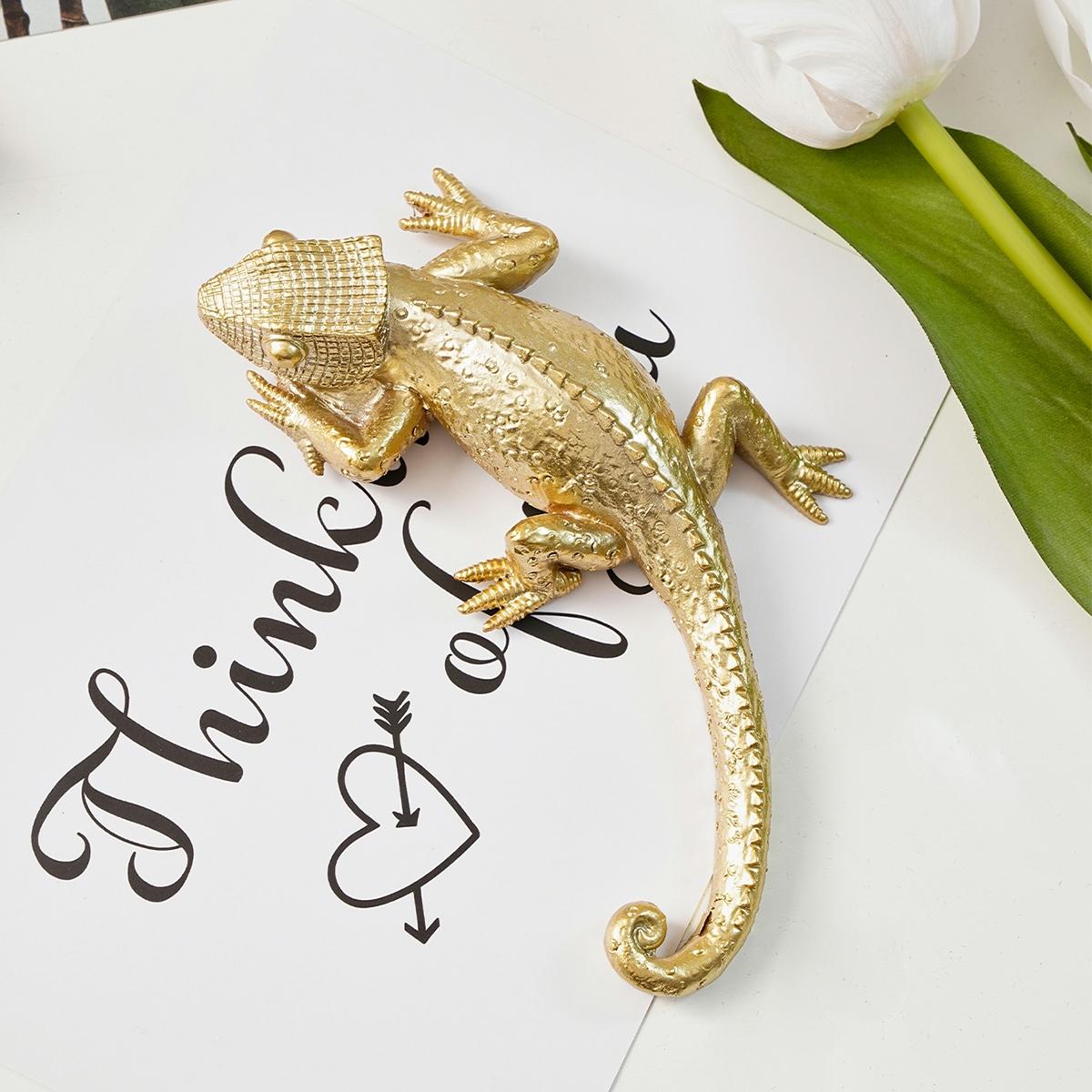 European Style Lizard Wall Hanging Decor, Vintage Resin Craft, Handmade Home Wall Decoration, Wall Mounted Decoration, 1 Piece