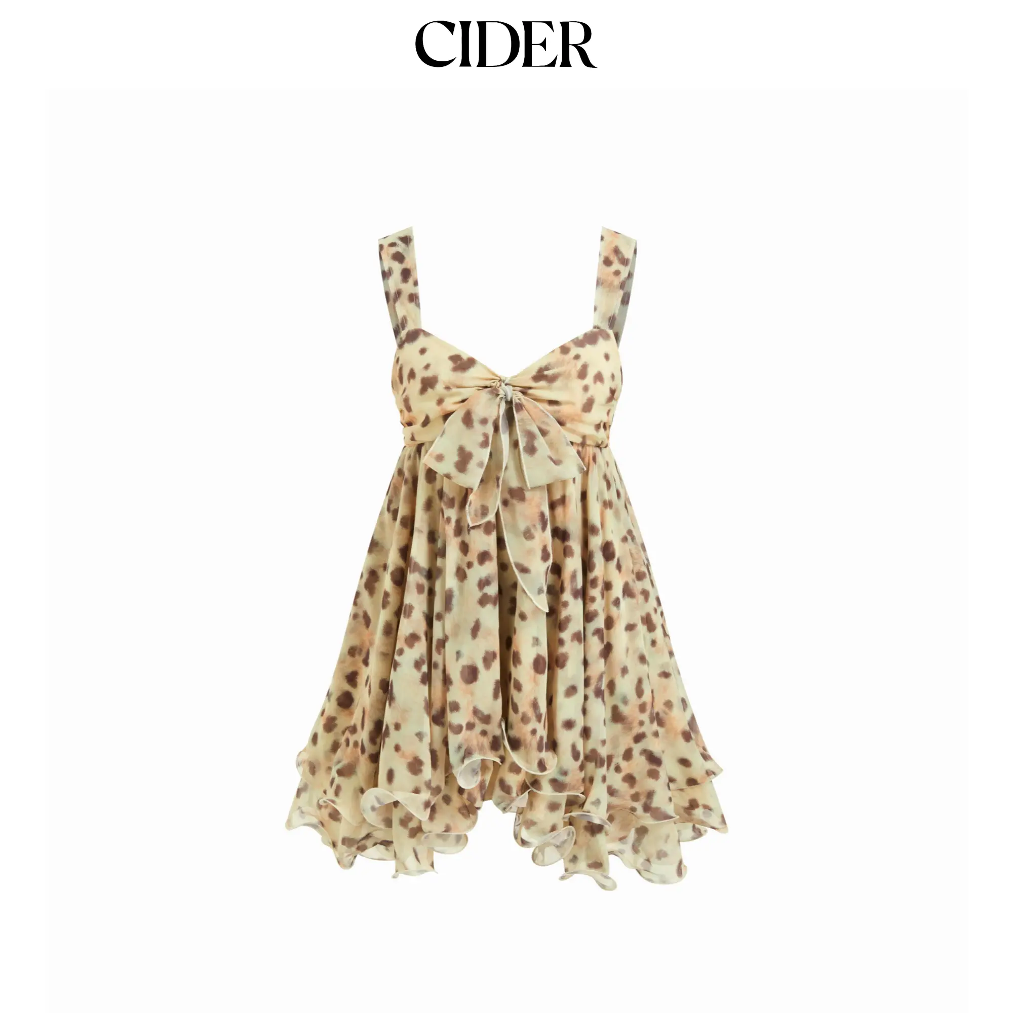 Cider Chiffon Sweetheart Bowknot Ruffled Babydoll Mini Dress SohoChic