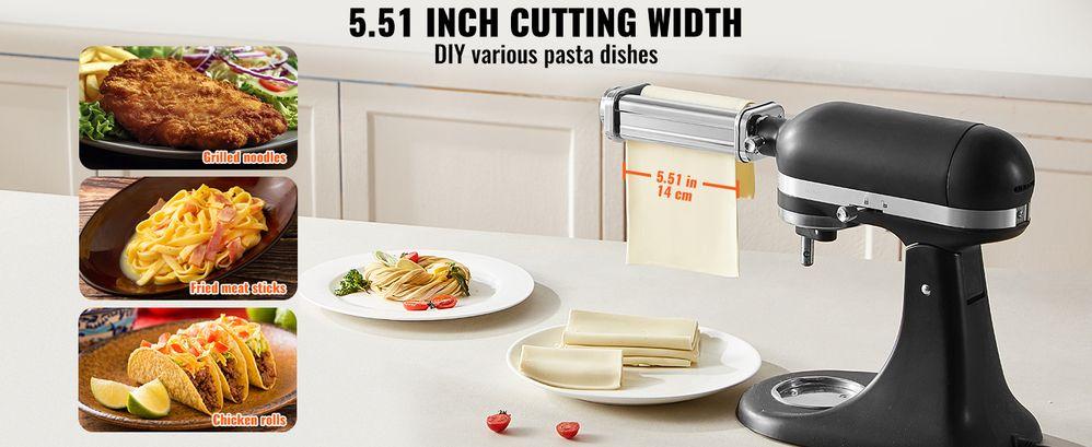 VEVOR Pasta Attachment for KitchenAid Stand Mixer, Stainless Steel Pasta Sheet Roller Attachment, Pasta Maker Machine Accessory with 8 Adjustable Thickness Knob, KitchenAid Pasta Attachment by  Utensils