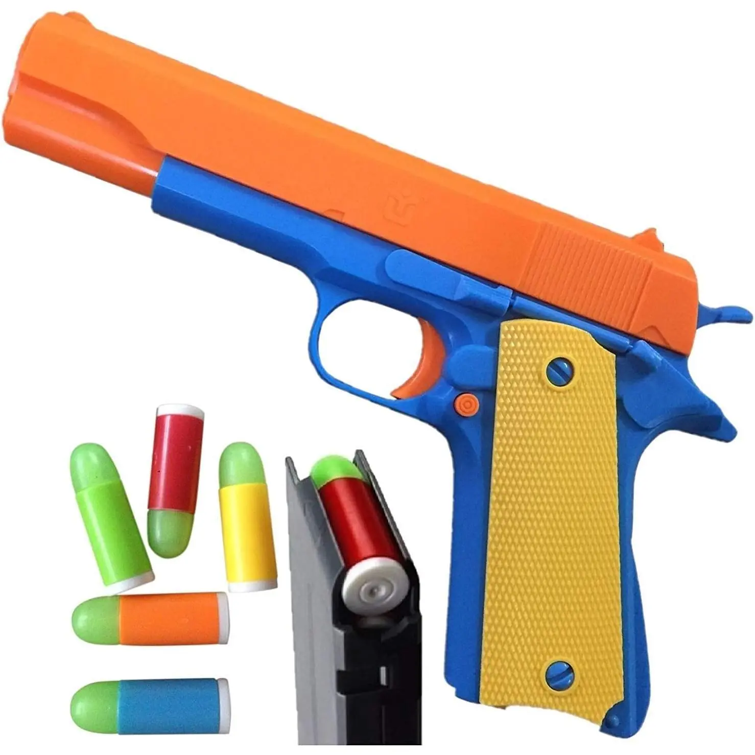 Classic Toy Gun Soft Bullet Blaster Pistol – Removable Magazine, Fun Slide Action, 20 Soft Bullets, Safety Orange, Kids Roleplay Ages 6+fidget toys