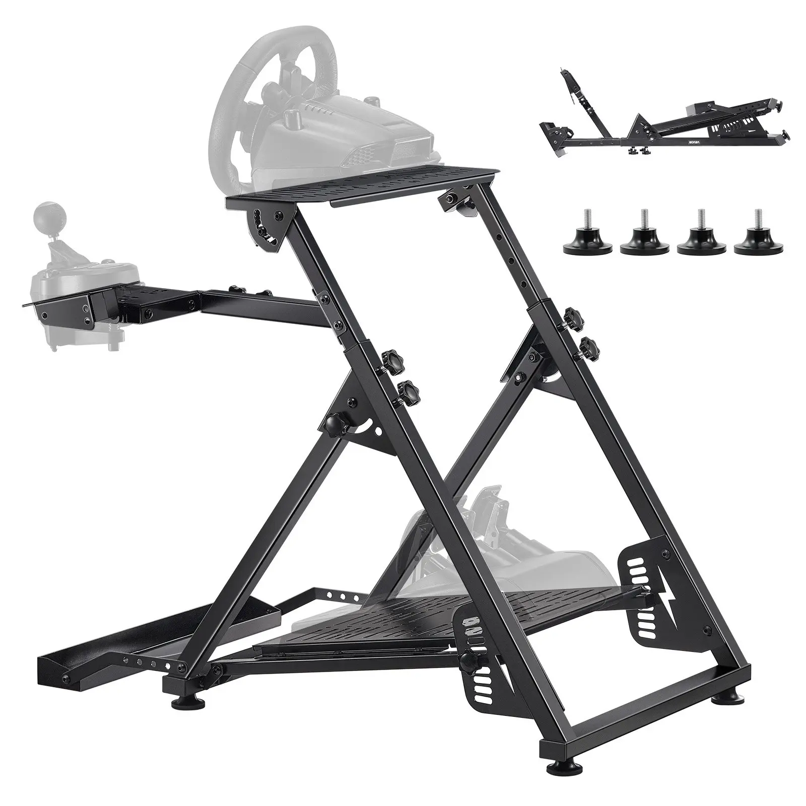 VEVOR Racing Wheel Stand, Adjustable Foldable Simulator Stand for Logitech G923 G920 G29 G27, Thrustmaster T300RS TX F458 T500RS T3PA-PRO(F1/GT) Gaming Cockpit, Pedals Simulator NOT Included