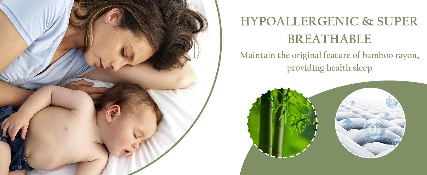 Queen Size Waterproof Mattress Protector Viscose Derived from Bamboo, Soft Mattress Cover Fitted with Deep 8"-21", Breathable Noiseless Mattress Pad, Machine Washable (White)