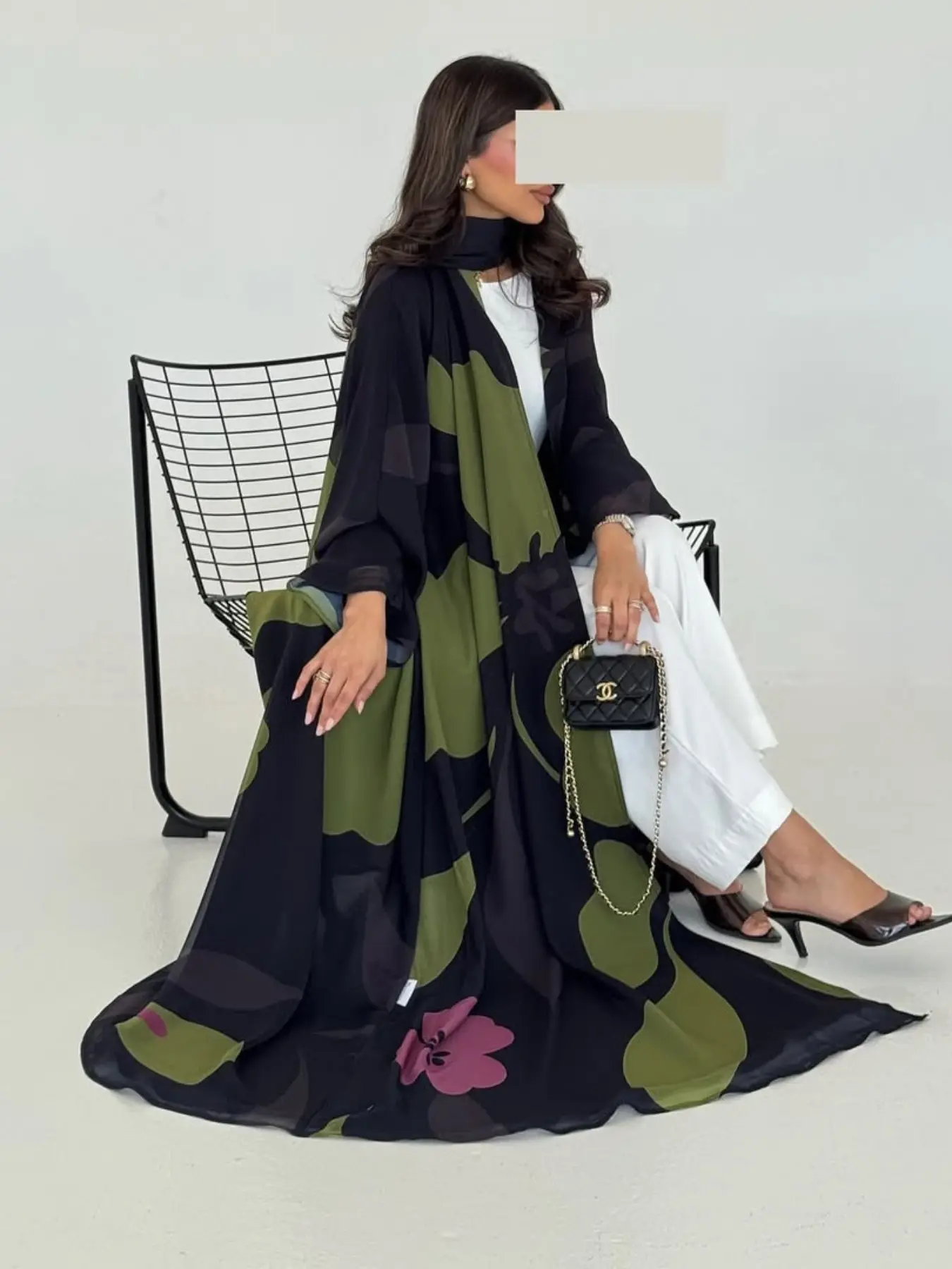 2026 Spring New Modest Style Muslim Outfits Islamic Modesty Clothes Fashion Cross-Border Flowy Chiffon Printed Long Dress with Headscarf Two-Piece Set, Elegant Islamic Clothing and Stylish