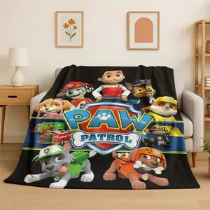 PAW Patrol Cute Dog Cartoon Flannel Throw Blanket, Soft Warm Cozy Kids Blanket for Bedroom Bed Travel Camping Picnic, Gift for Adults and Children, Kid Room Decor, Birthday Father's Day Gift
