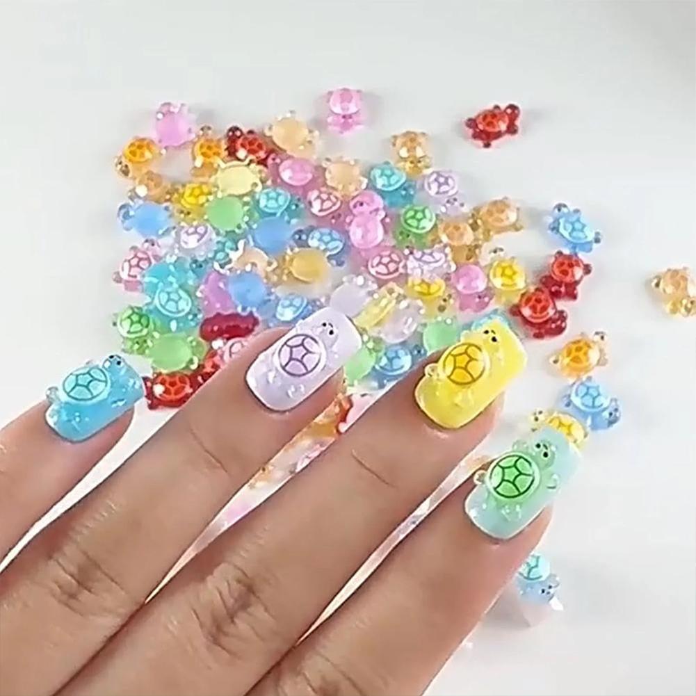 Night Glow Large Turtle+100pcs Mini Luminous Turtles Figurines Resin Craft Glowing Turtle Storage Ornament Landscape Desktop