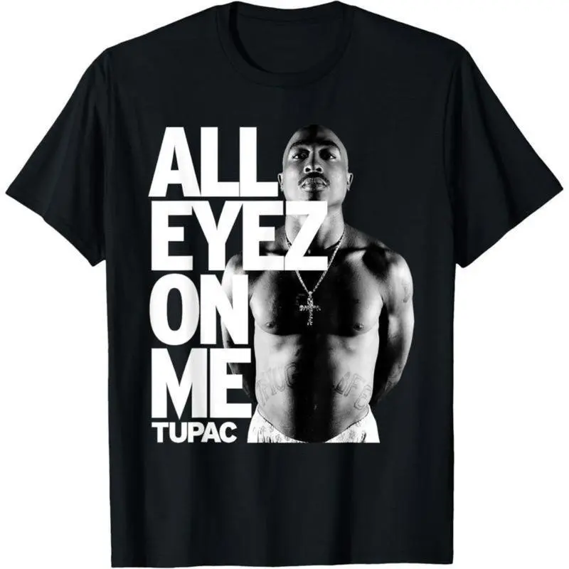 Women's Stylish Crewneck Short-Sleeve Tupac All Eyez On Me T-Shirt, Comfortable Fabric Tops, Shortsleeve, Casual, Round Neck, Street Casual