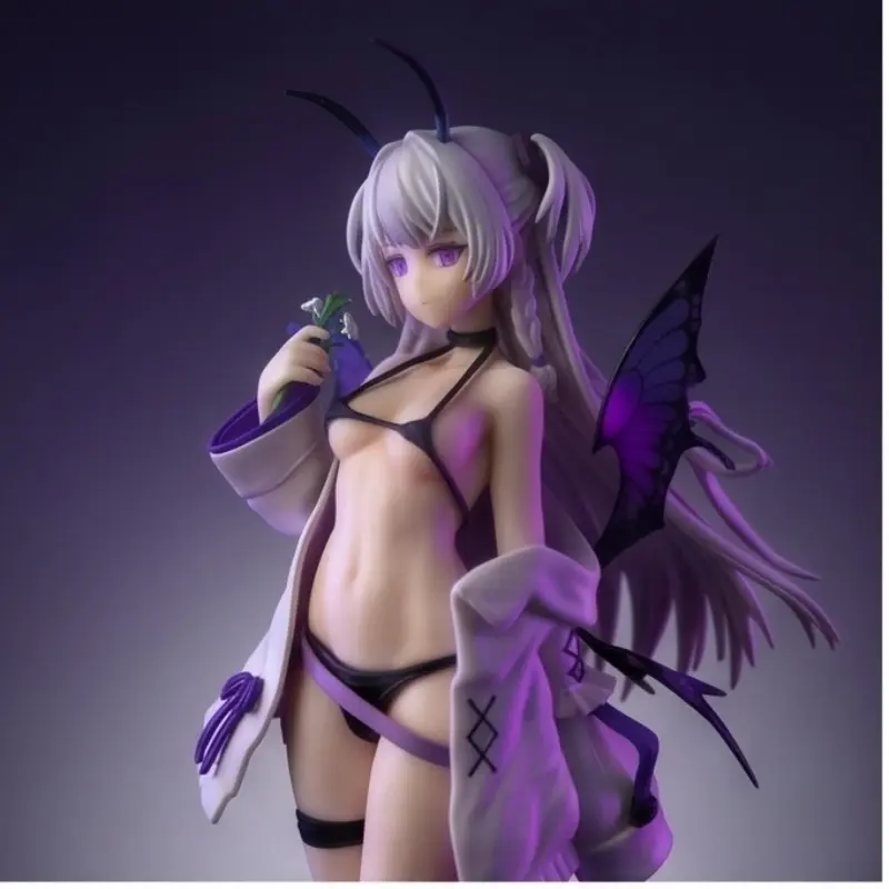 Petunia Butterfly Demon Figure, 14cm Anime Girl Statue, Silver Color Twin Tails, Wing Design, PVC Material, Collectible Ornament, Figurine Collectibles