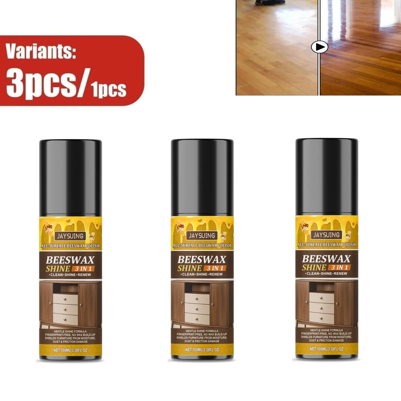 Beeswax Spray Furniture Polish, Original Natural Beeswax Care Spray, Wood Cleaner, Wood Floor Polish for Living Room,Kitchen,Wooden Furniture Floors