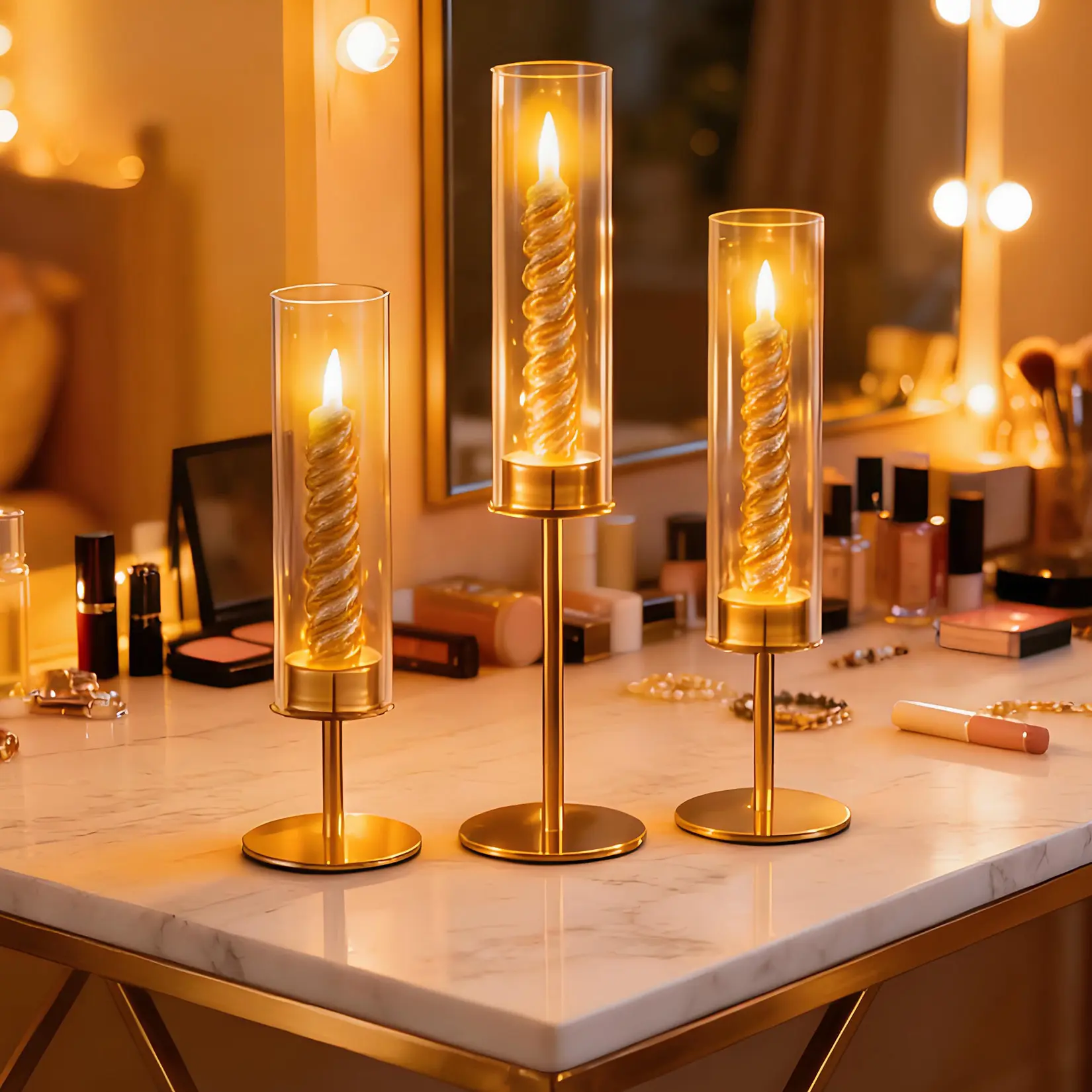 Elegant Windproof Tall Glass Hurricane Candle Holders (Set of 6) - 12" Cylinder Chimney Tubes for Taper Candles - Ideal for Weddings, Modern Home Centerpiece Decor