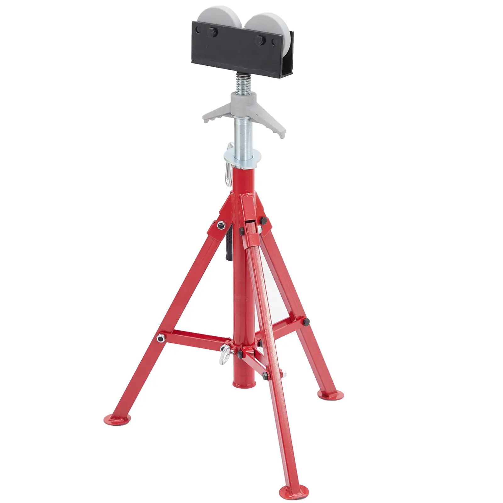 Pipe Stand, Adjustable Pipe Jack Stand with Roller Head, 28 to 52 Inch Height, 2500 Lb Capacity, Folding Heavy Duty Steel Pipe Support for Welding and Fabrication