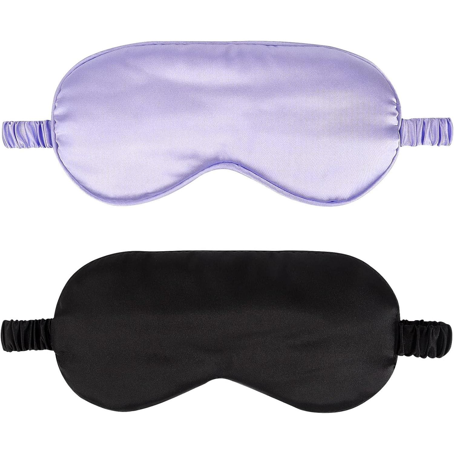 2pcs Satin Sleep Eye Masks, Elastic Blackout Eye Masks, Sleeping Eye Mask, Eye Covers For Travel & Nap