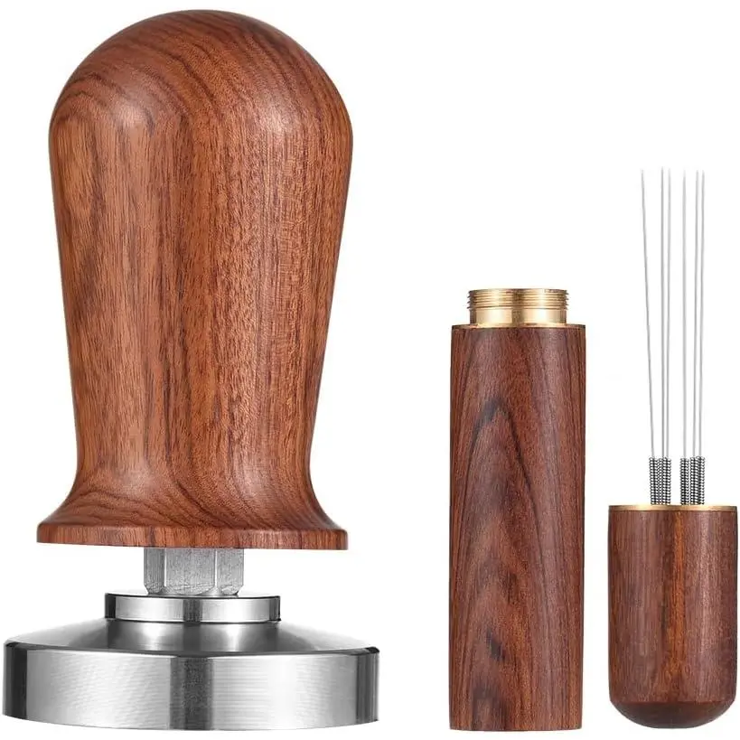 51mm Espresso Tamper and Stirrer Set, Coffee Tamper with Spring Loaded Flat, Stainless Steel Base Coffee Tamper