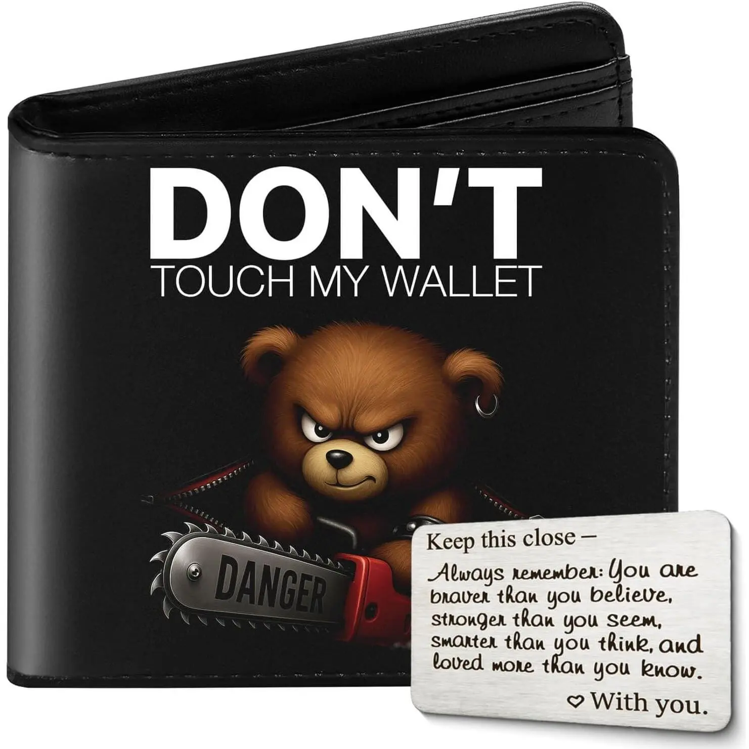 Kids Leather Wallet for Boys with Card Slot - Teen Boy Wallet Ages 4-16, Dont Touch My Wallets Funny Gift for Teenage Youth Christmas BirthdayGift