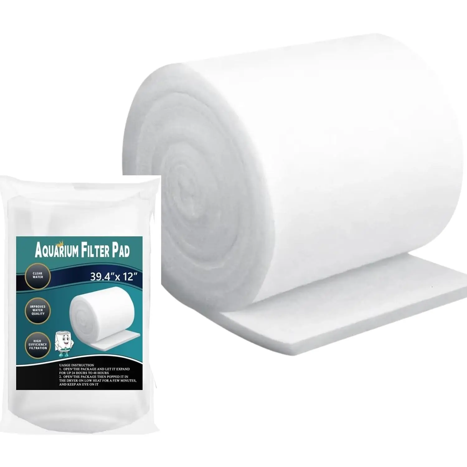 Aquarium Filter Pad 39.4 x 11.8in Aquarium Filter Media for  Clear Water Fish  Ponds Garden Saltwater Fershwater  Trutle