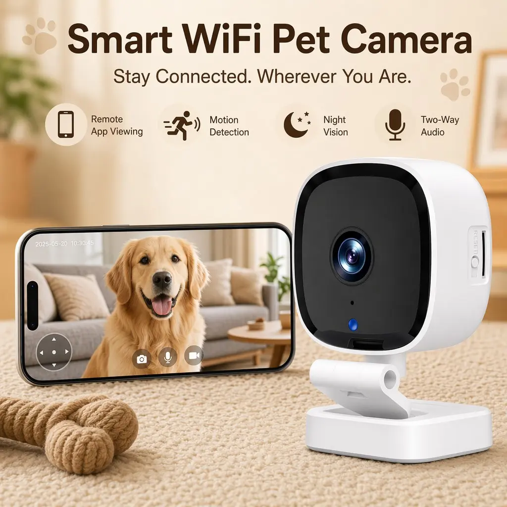 Livpet K7 Mini Pet Camera, Remote Viewing Via APP, Motion Detection Alerts, Night Vision, Two-Way Audio, Ideal for Birdcages and Feeding Areas