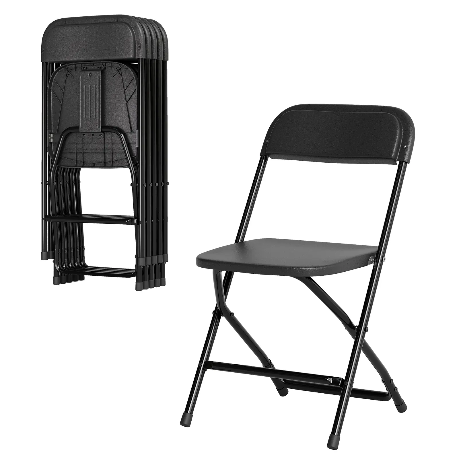 6 Pack Plastic Folding Chairs Heavy Duty Steel Frame 350 Lbs Capacity Portable Foldable Chair for Outdoor Event Party Wedding Dining Bulk Set