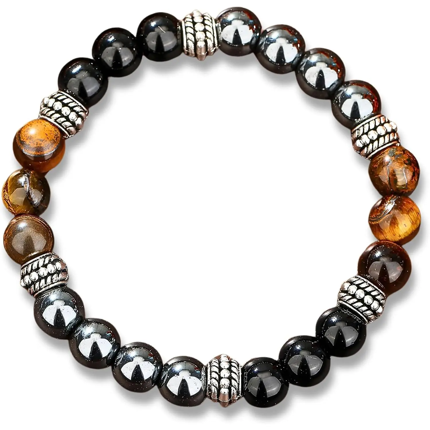 Hematite Beaded Bracelets for Men, Elastic Cord for Adjustable Sizing