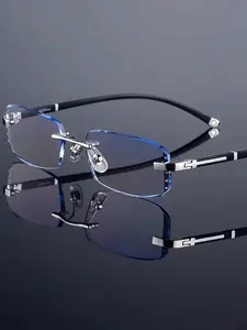 Fashionable Cut-Edge Frameless Blue Light Blocking Glasses, Stylish Protective Eyewear with PC Frame, Casual Style for All-Season Wear, Anti Blue Glasses