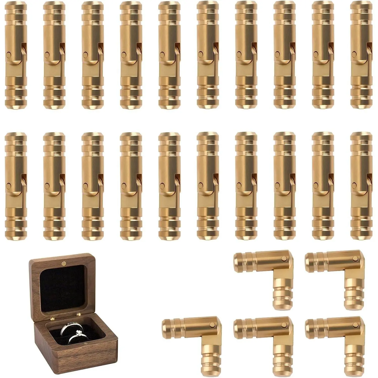 Barrel Hinges for Wooden Boxes, Gold, 0.16 x 0.79 in, 25-Pack