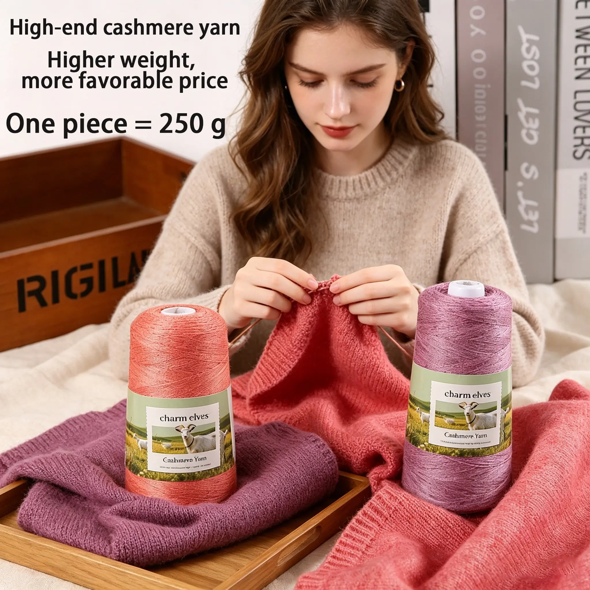 250g Luxury Cashmere Yarn, Colorful Cashmere Thread, Soft and Comfortable, DIY Knitting Supplies, Ideal for Knitting Sweaters, Scarves, Mitts, Hats