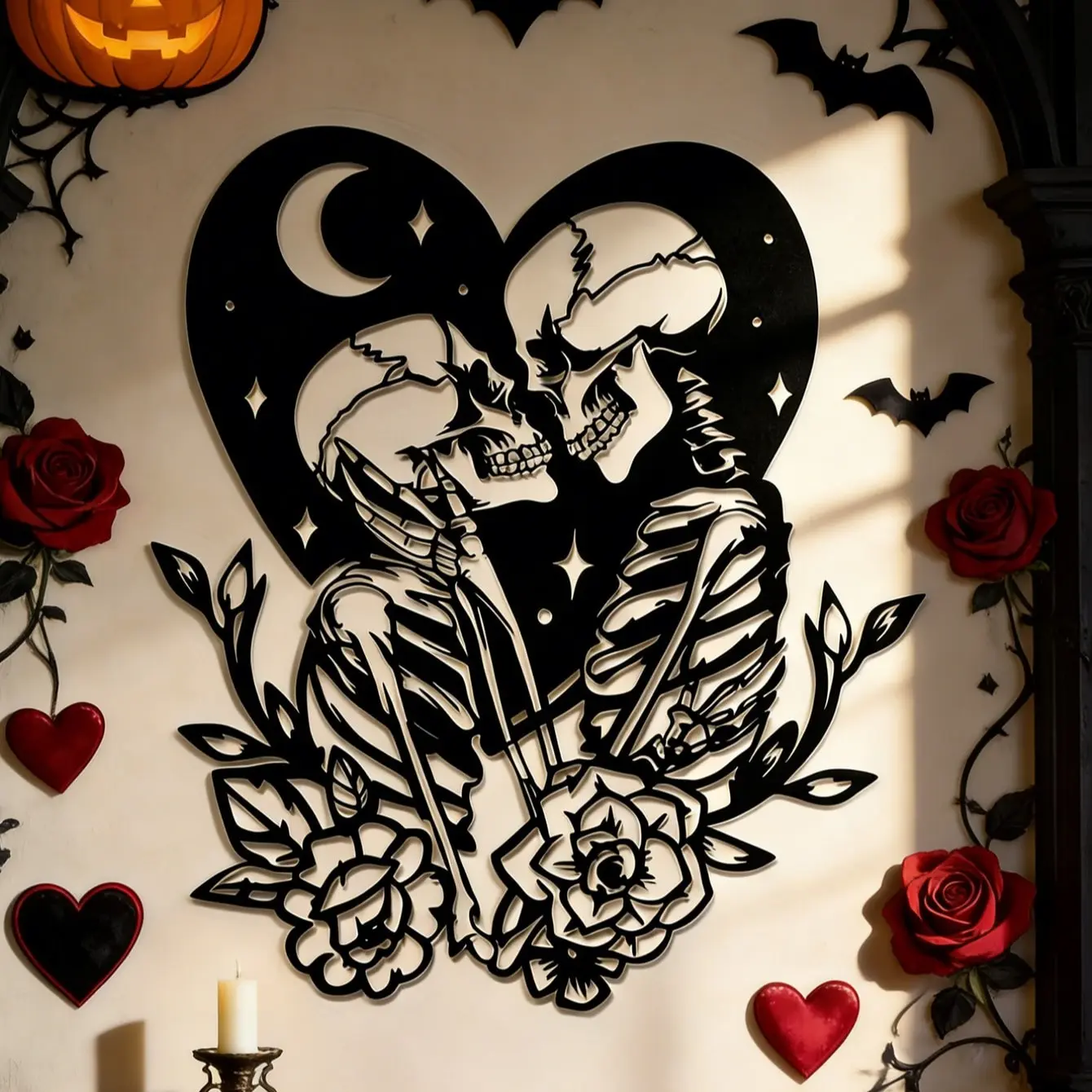 Gothic Skull Iron Wall Decor, Metal Wall Art for Bedroom Living Room Entryway, Unique Home Decoration, 1pc Gothic Style Wall Hanging