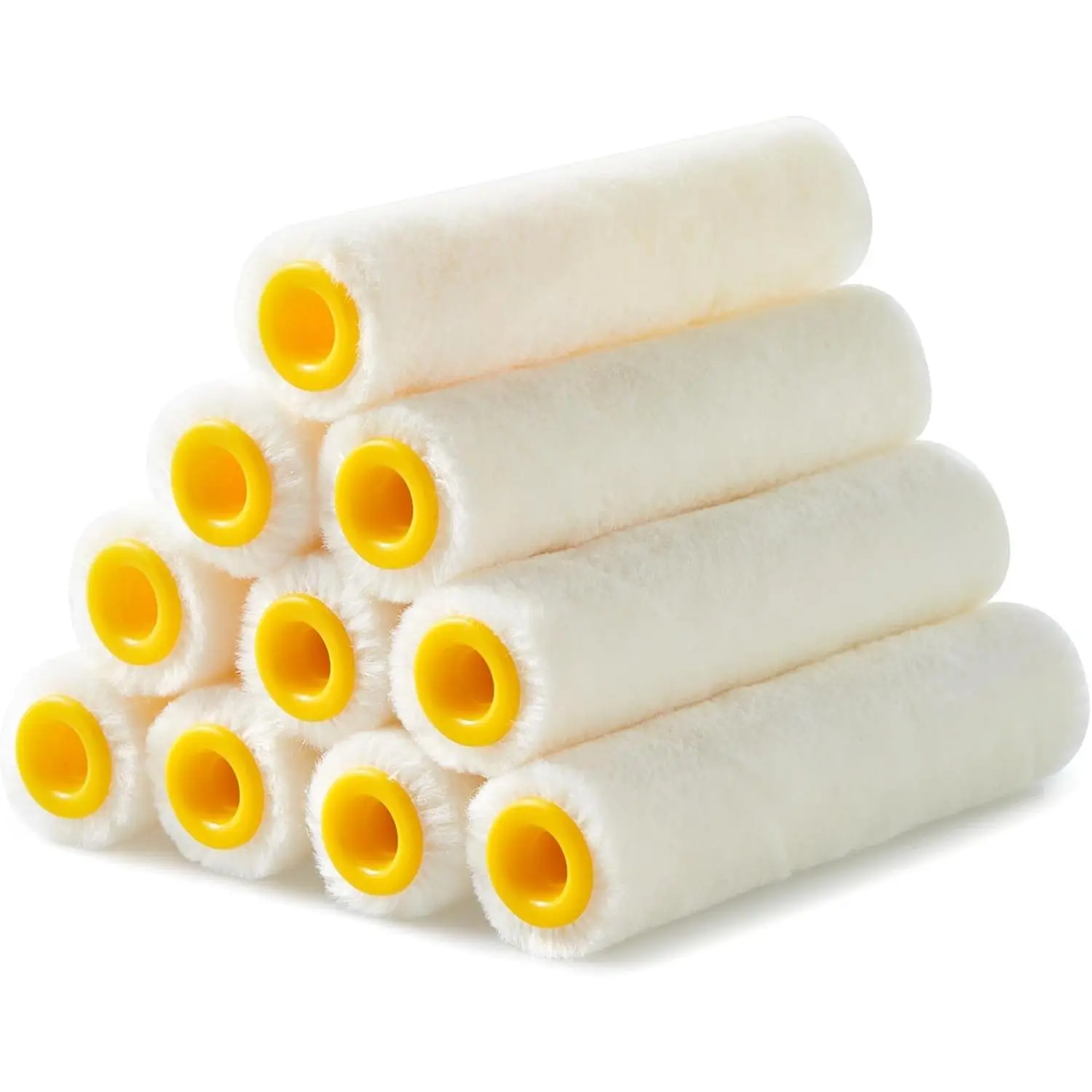 Mohair Mini Paint Roller 4 Inch Wool Blend Covers 10 Pack | Reusable Small Paint Roller for Cabinets, Trim, Skirting Boards, Tables & Chairs, Suitable for All Paints