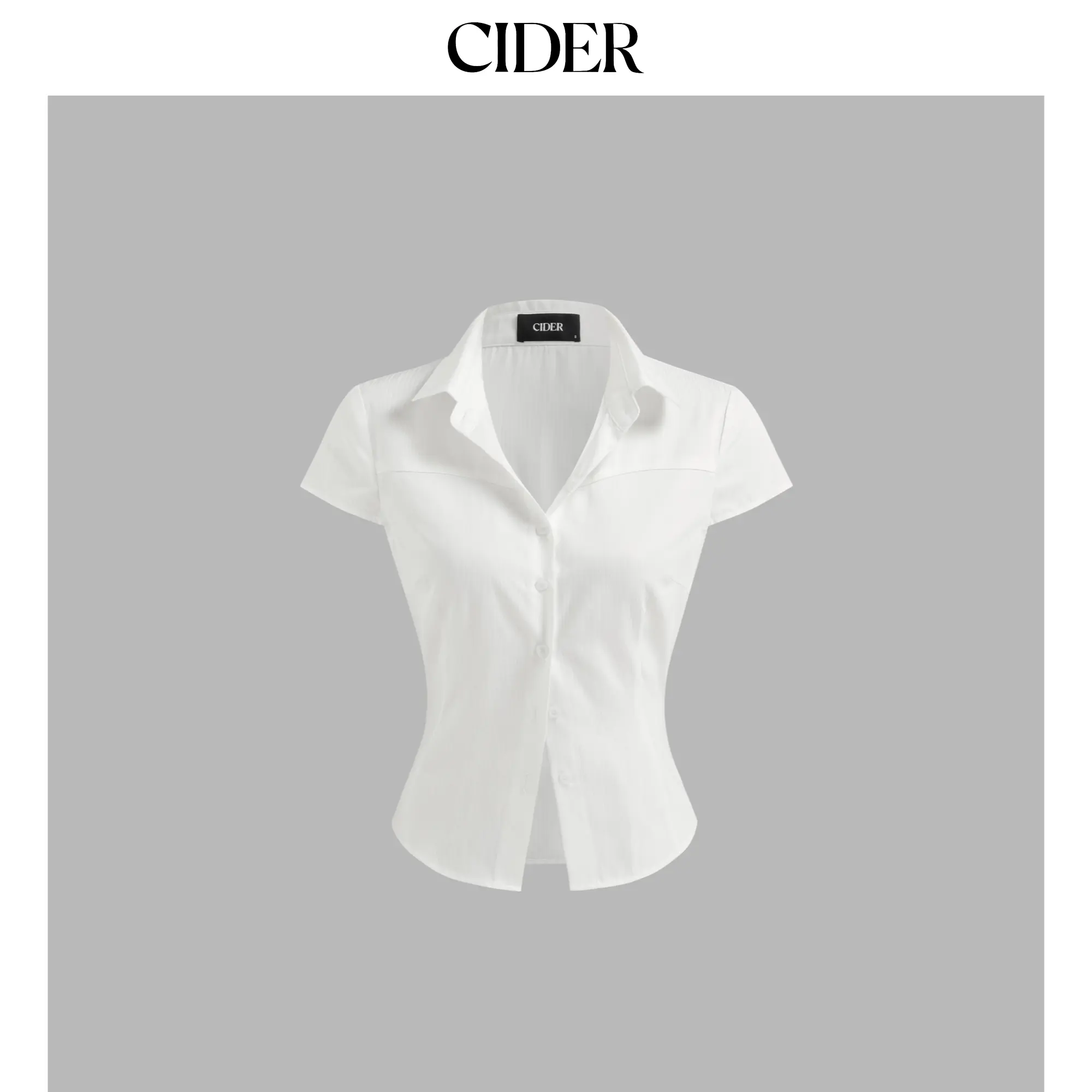 Cider Cotton-blend Polo Neck Stripe Short Sleeve Shirt