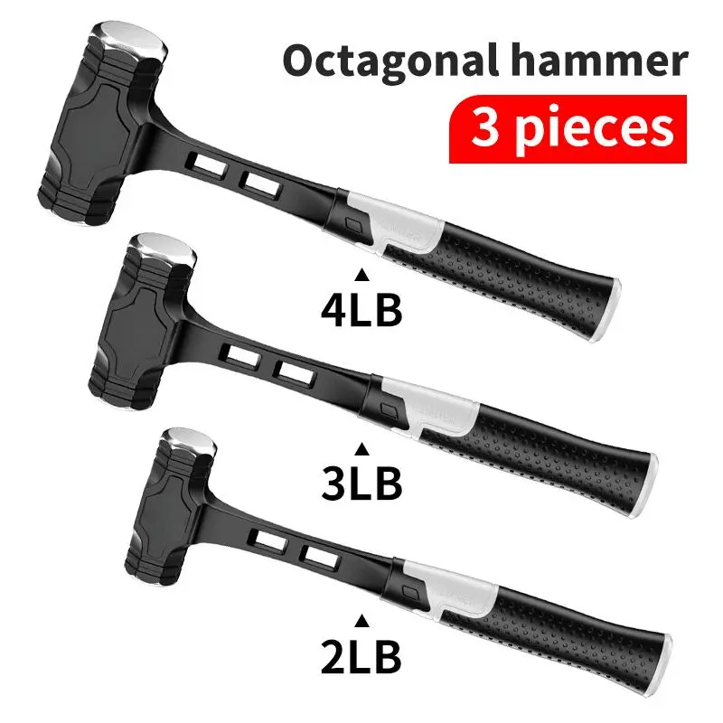 Heavy-Duty Multi-Size Octagon Hammer - Hand Tool, Work Tool with Non-Slip Ergonomic Handle, Rust-Resistant Treatment, Ideal for Carpenters, Construction Projects, Work Tools, Tools