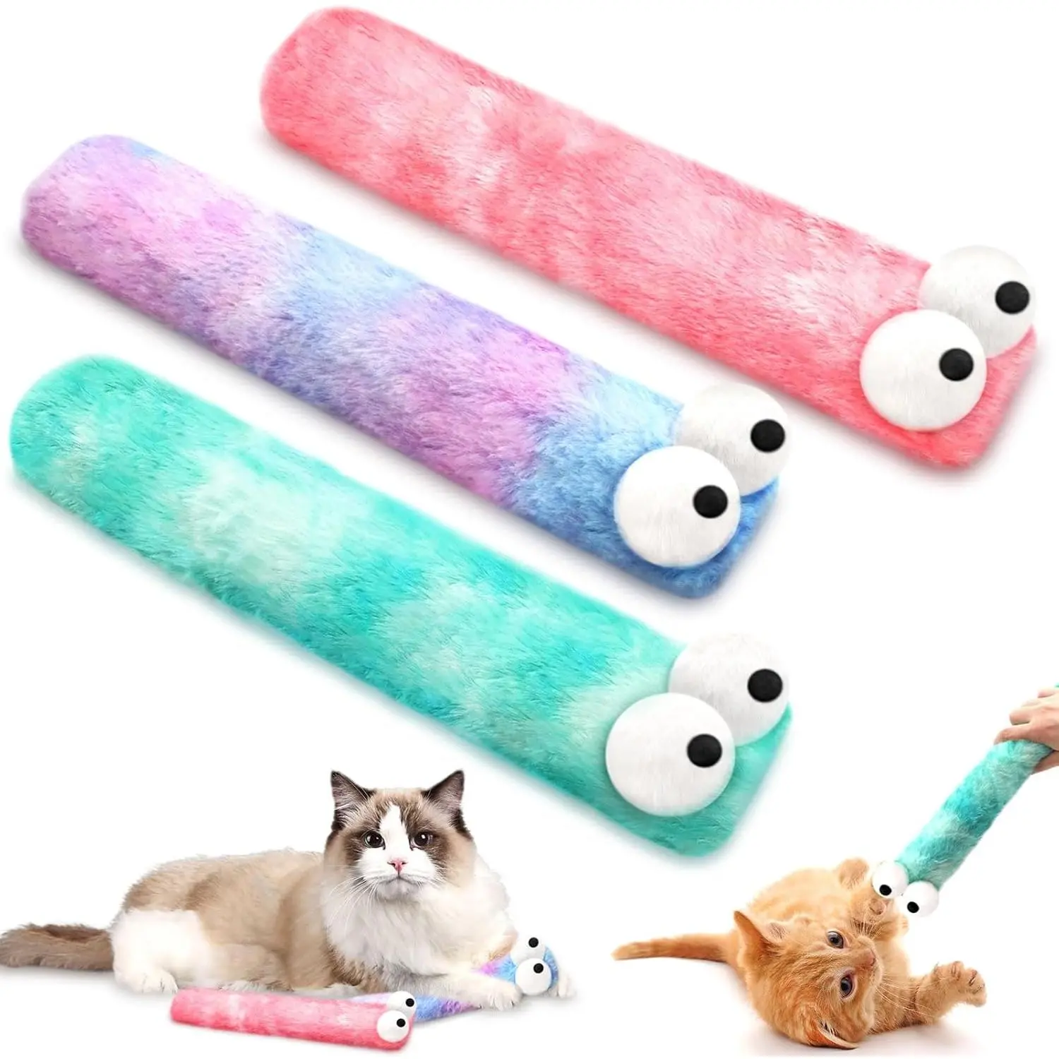 Cat Toys Pillows, 3 Pack Cat Kicker Toy for Kittens and Adult Cats, Soft and Durable with Catnip Inside, Interactive Catnip Toys for Anxiety Relief and Promotes Exercise (12.6 Inches)